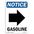 Signmission OSHA Notice Sign, 10" H, 7" W, Rigid Plastic, Gasoline [Right Arrow] Sign With Symbol, Portrait OS-NS-P-710-V-13055